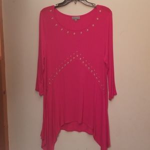 JOSEPH! A HOT PINK  KNIT 3/4 SLEEVE TOP